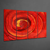 Kırmızı Girdap 4 Parça Mega Cam Tablo | 150x92 cm.