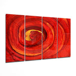 Kırmızı Girdap 4 Parça Mega Cam Tablo | 150x92 cm.