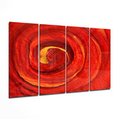 Kırmızı Girdap 4 Parça Mega Cam Tablo | 150x92 cm.