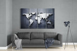 Dünya Haritası 4 Parça Mega Cam Tablo | 150x92 cm.