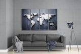 Dünya Haritası 4 Parça Mega Cam Tablo | 150x92 cm.