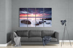 Plajda Gün Batımı 4 Parça Mega Cam Tablo | 150x92 cm.