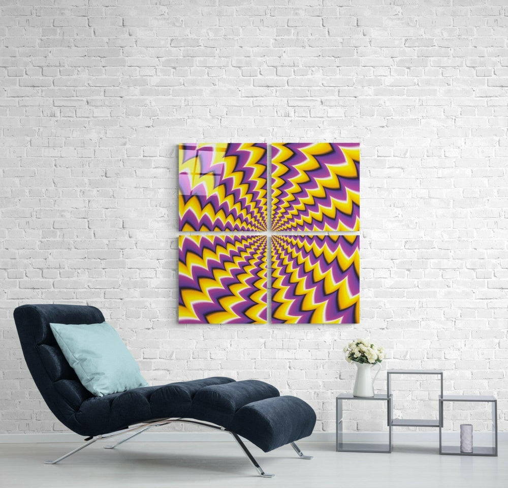 Sarı İlüzyon Quadro Cam Tablo.