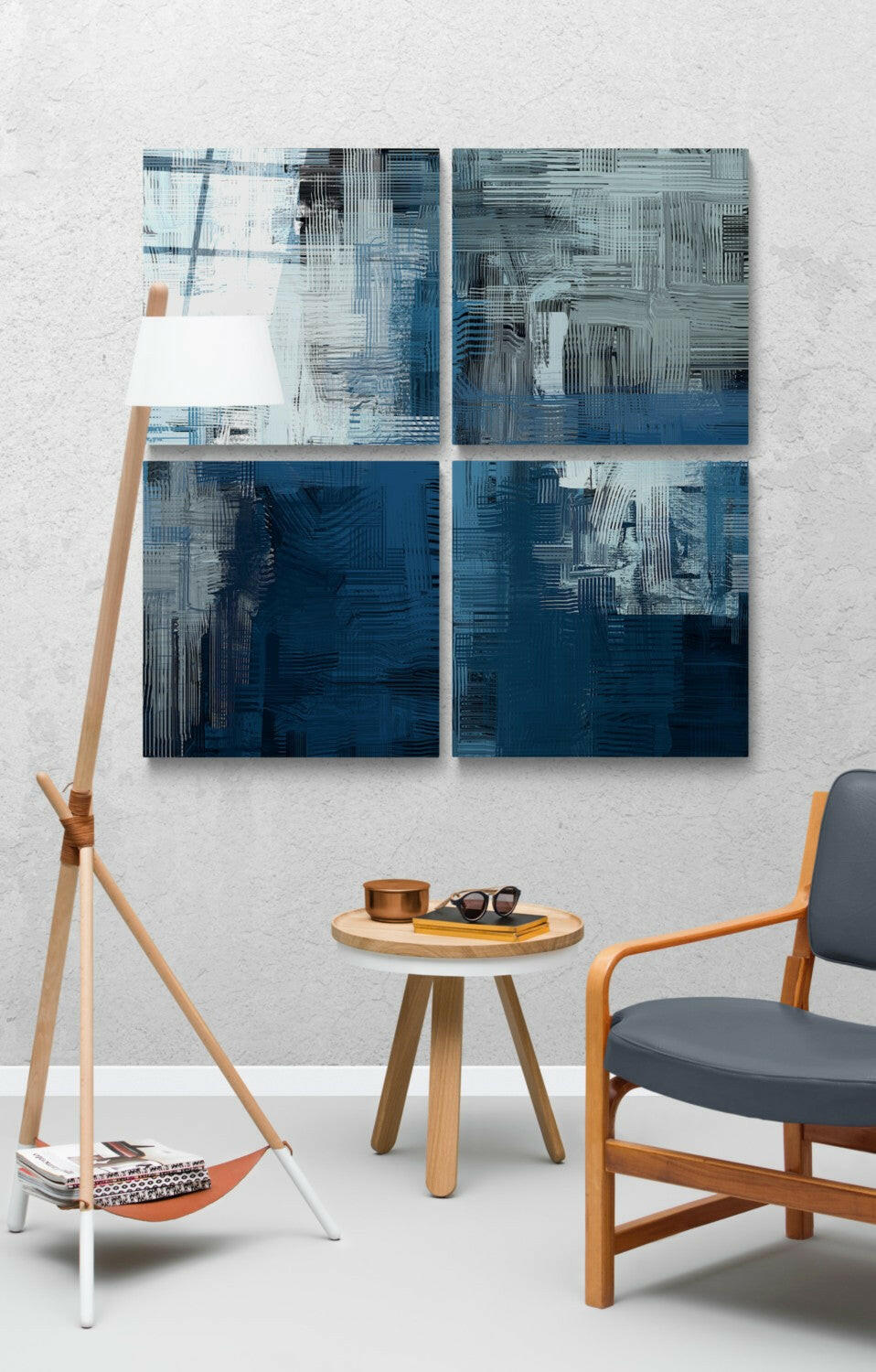 Mavi Dokunuş Quadro Cam Tablo.
