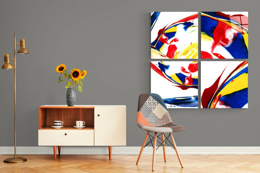 Kırmızının Dansı Quadro Cam Tablo.