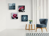 Orkideler ve Taşlar Quadro 4 Parçalı Cam Tablo.