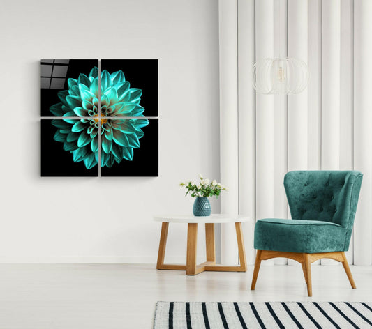 Yeşil Krizentum Quadro 4 Parçalı Cam Tablo.