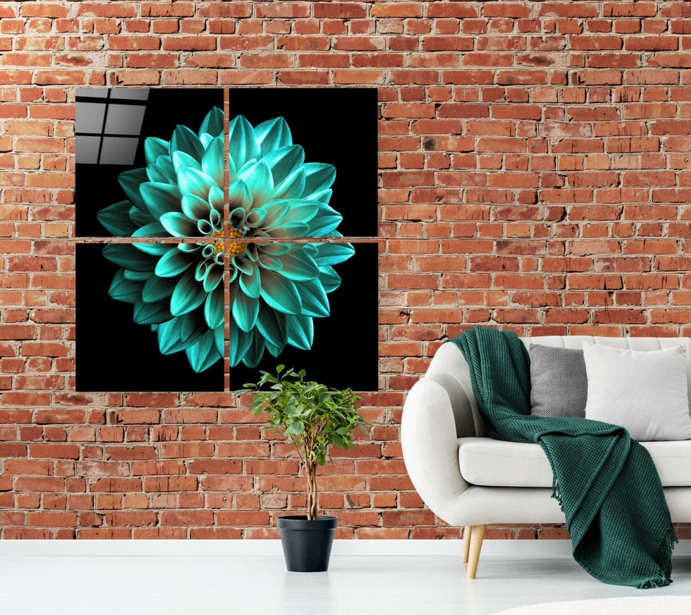 Yeşil Krizentum Quadro 4 Parçalı Cam Tablo.