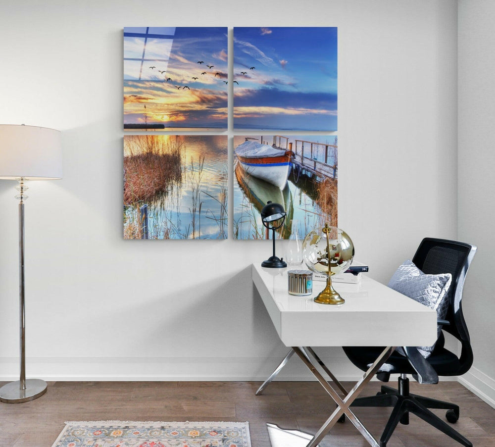 Sazlık Quadro 4 Parçalı Cam Tablo.