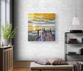 Gün Batımı Quadro 4 Parçalı Cam Tablo.
