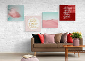 Pembe Çöl Quadro 4 Parçalı Cam Tablo.