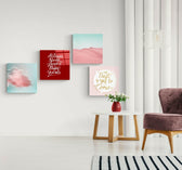 Pembe Çöl Quadro 4 Parçalı Cam Tablo.