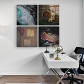 Küçük Şeyler Quadro 4 Parçalı Cam Tablo.