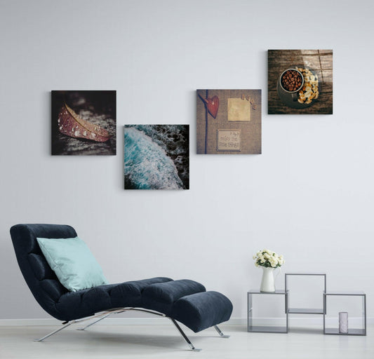 Küçük Şeyler Quadro 4 Parçalı Cam Tablo.
