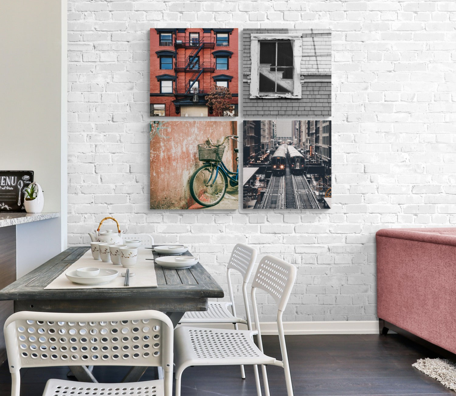 Şehir Quadro 4 Parçalı Cam Tablo.