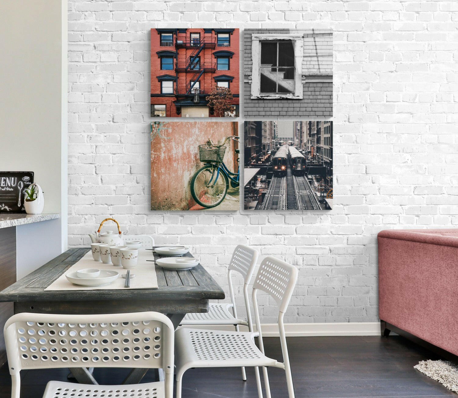Şehir Quadro 4 Parçalı Cam Tablo