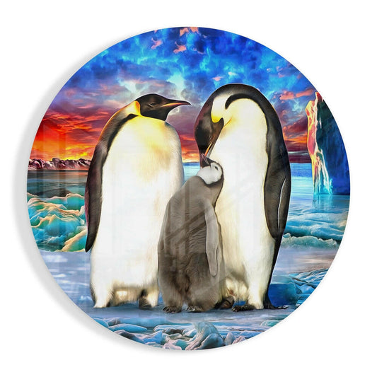 Penguen Ailesi Cam Tablo.