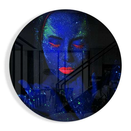 Neon Kadın Cam Tablo.