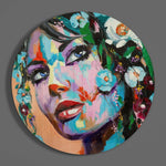 Çiçekli Kadın Cam Tablo.