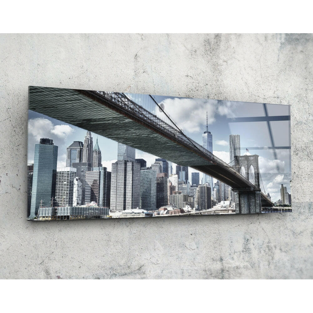 Brooklyn Köprüsü 92x36cm Cam Tablo