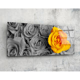Sarı Gül 92x36cm Cam Tablo.