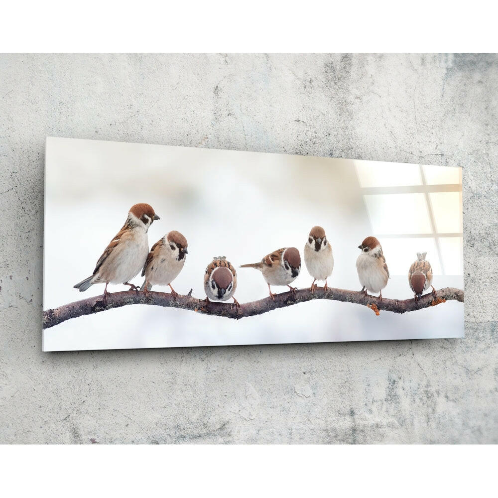 Kuşlar 92x36cm Cam Tablo
