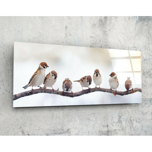 Kuşlar 92x36cm Cam Tablo.