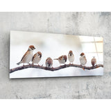 Kuşlar 92x36cm Cam Tablo.