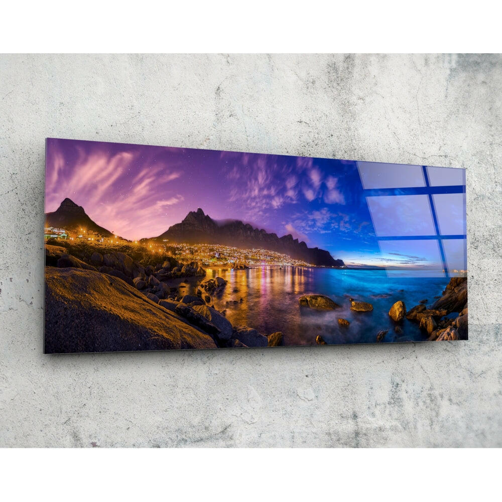 Şehir Işıkları 92x36cm Cam Tablo