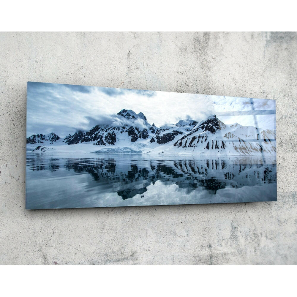 Karlı Dağ 92x36cm Cam Tablo.
