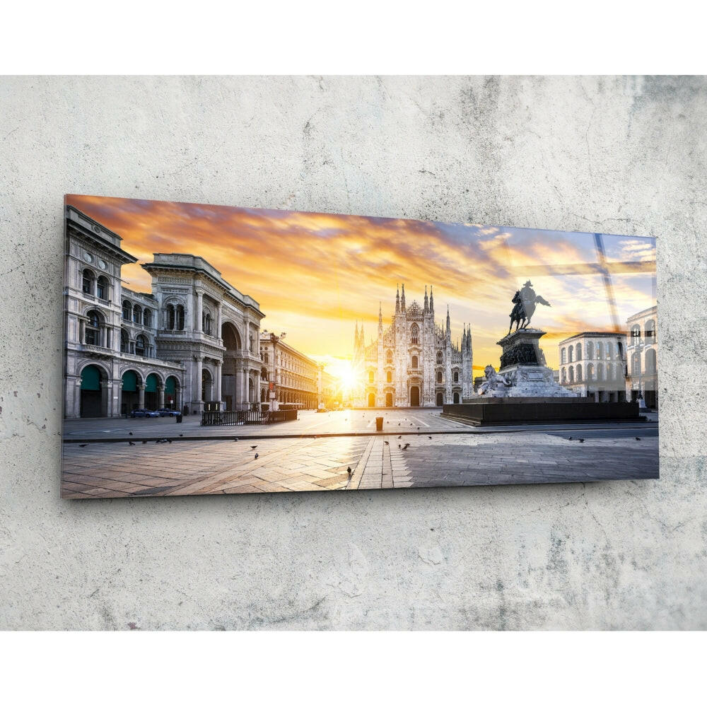 Ortaçağ 92x36cm Cam Tablo.