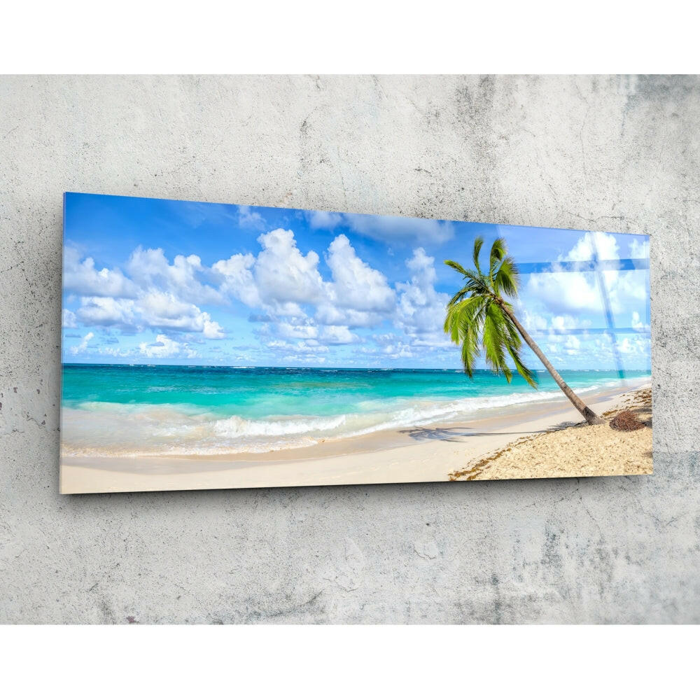 Palmiye Ağacı 92x36cm Cam Tablo.