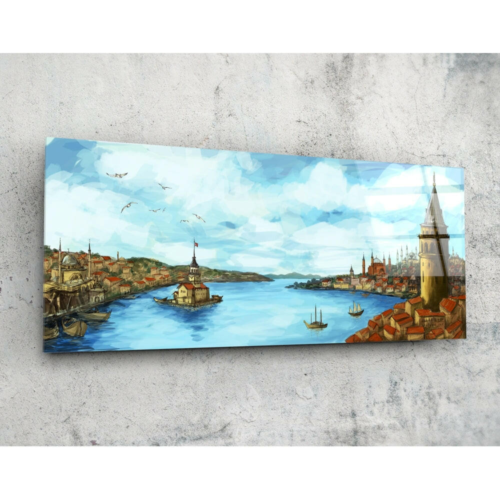 Eski İstanbul 92x36cm Cam Tablo