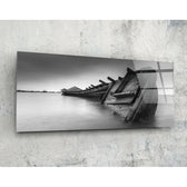 Gemi Enkazı 92x36cm Cam Tablo.