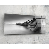 Gemi Enkazı 92x36cm Cam Tablo.