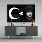 Atatürk ve Türk Bayrağı Cam Tablo.