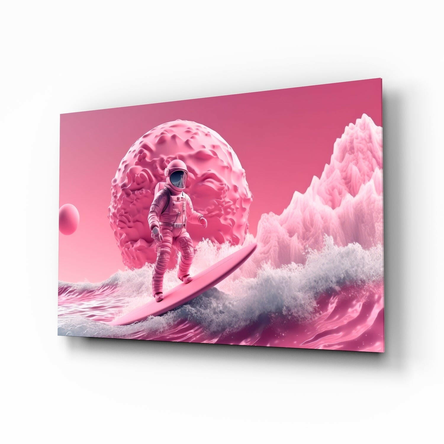 Pembe Sörf Cam Tablo || Tasarımcı Koleksiyonu