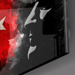 Türk Bayrağı Ve Atatürk Silüeti Cam Tablo.