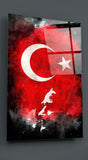 Atatürk Silüeti ve Türk Bayrağı Cam Tablo.