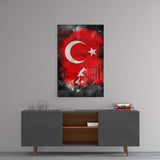 Atatürk Silüeti ve Türk Bayrağı Cam Tablo.