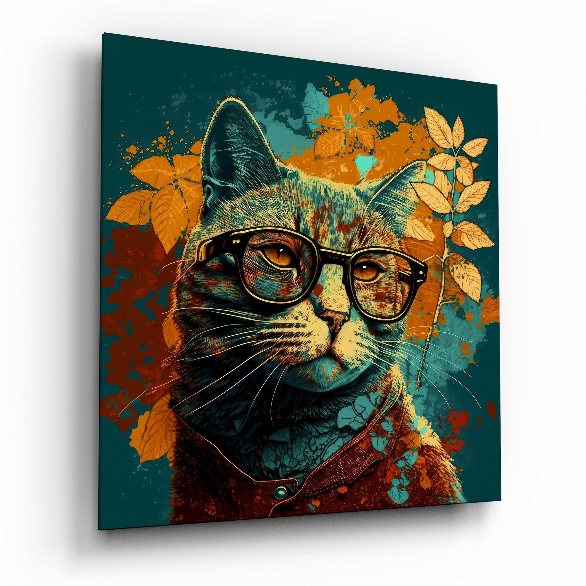 Entelektüel kedi Cam Tablo || Tasarımcı Koleksiyonu.