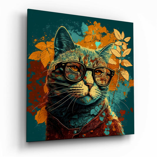 Entelektüel kedi Cam Tablo || Tasarımcı Koleksiyonu.